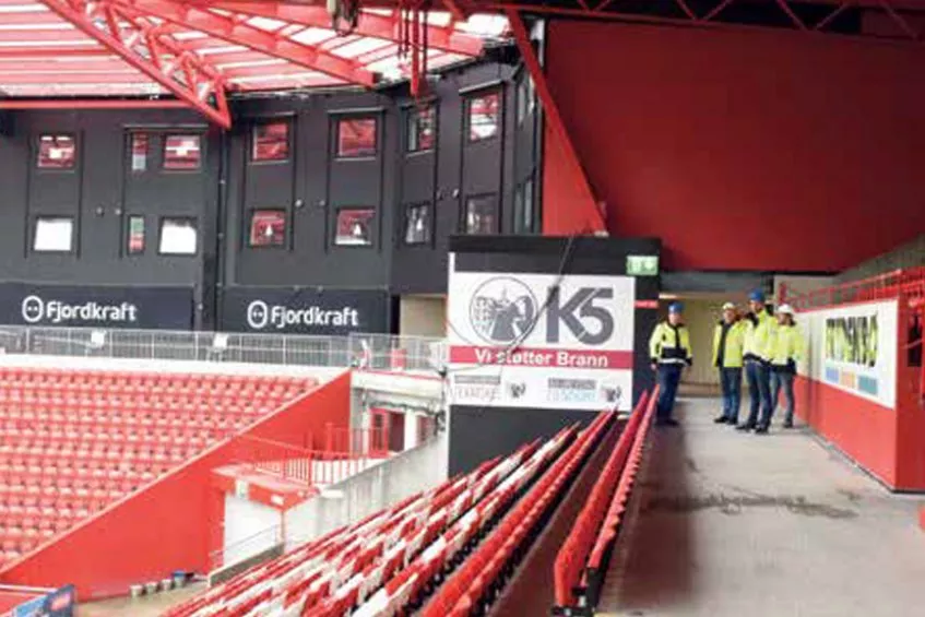Paredes resistentes ao fogo e duráveis no estádio de futebol do Brann
